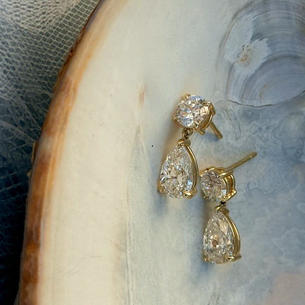 Layla Pear-Cut Drop Moissanite Earrings 1