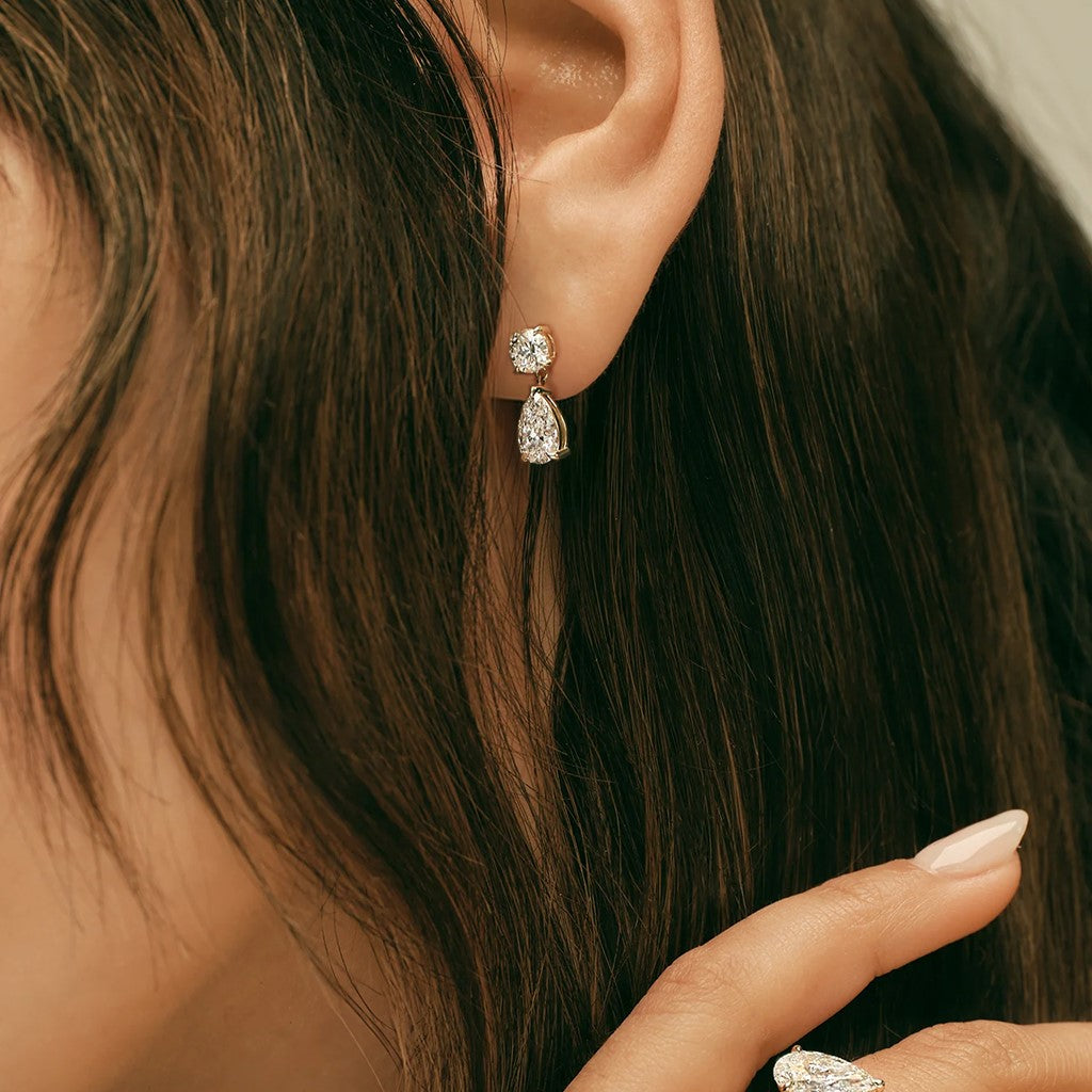 Layla Pear-Cut Drop Moissanite Earrings 4