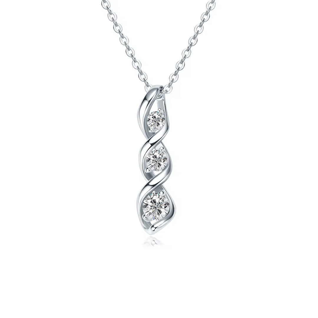 Marissa 3-Stone Moissanite Necklace 0