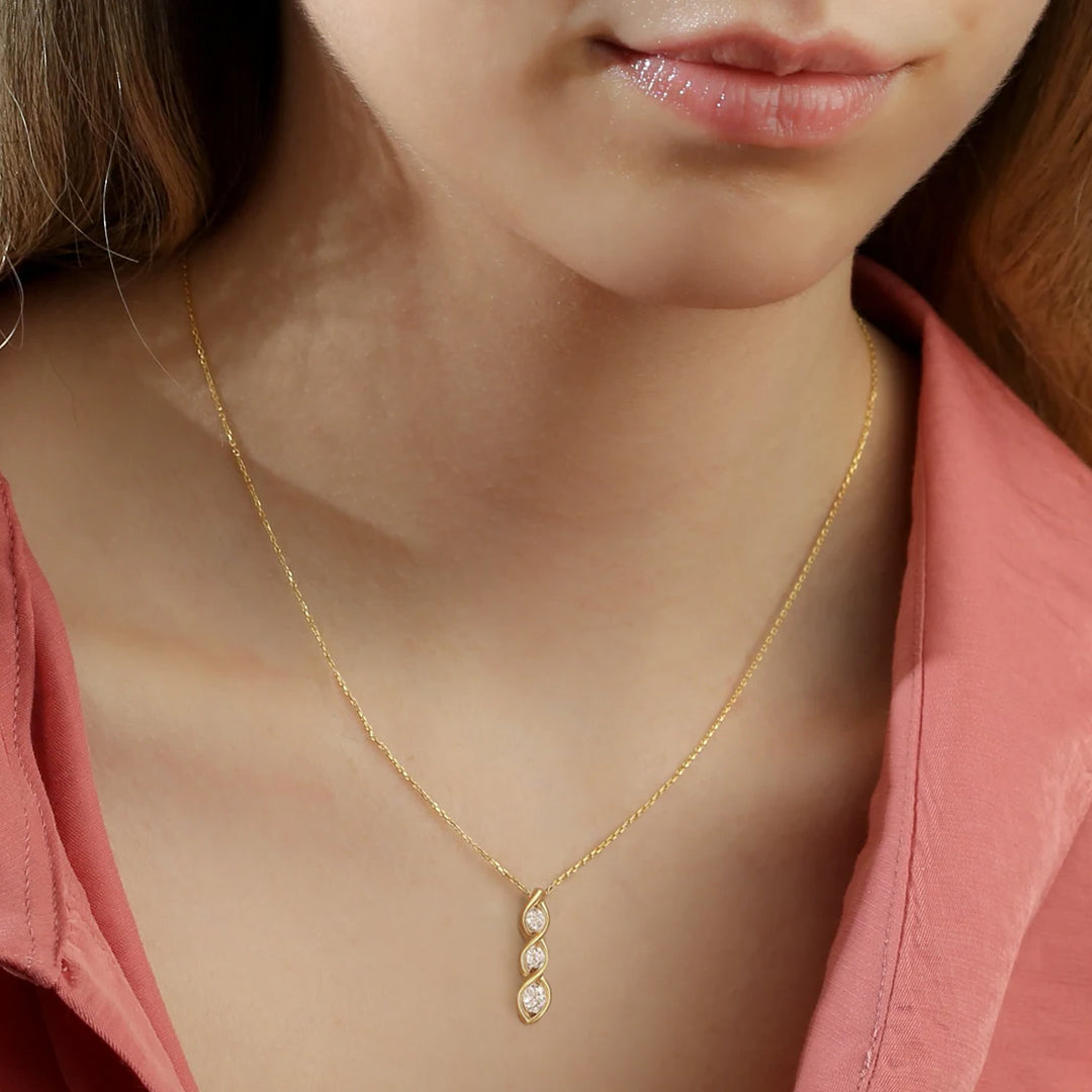 Marissa 3-Stone Moissanite Necklace 2