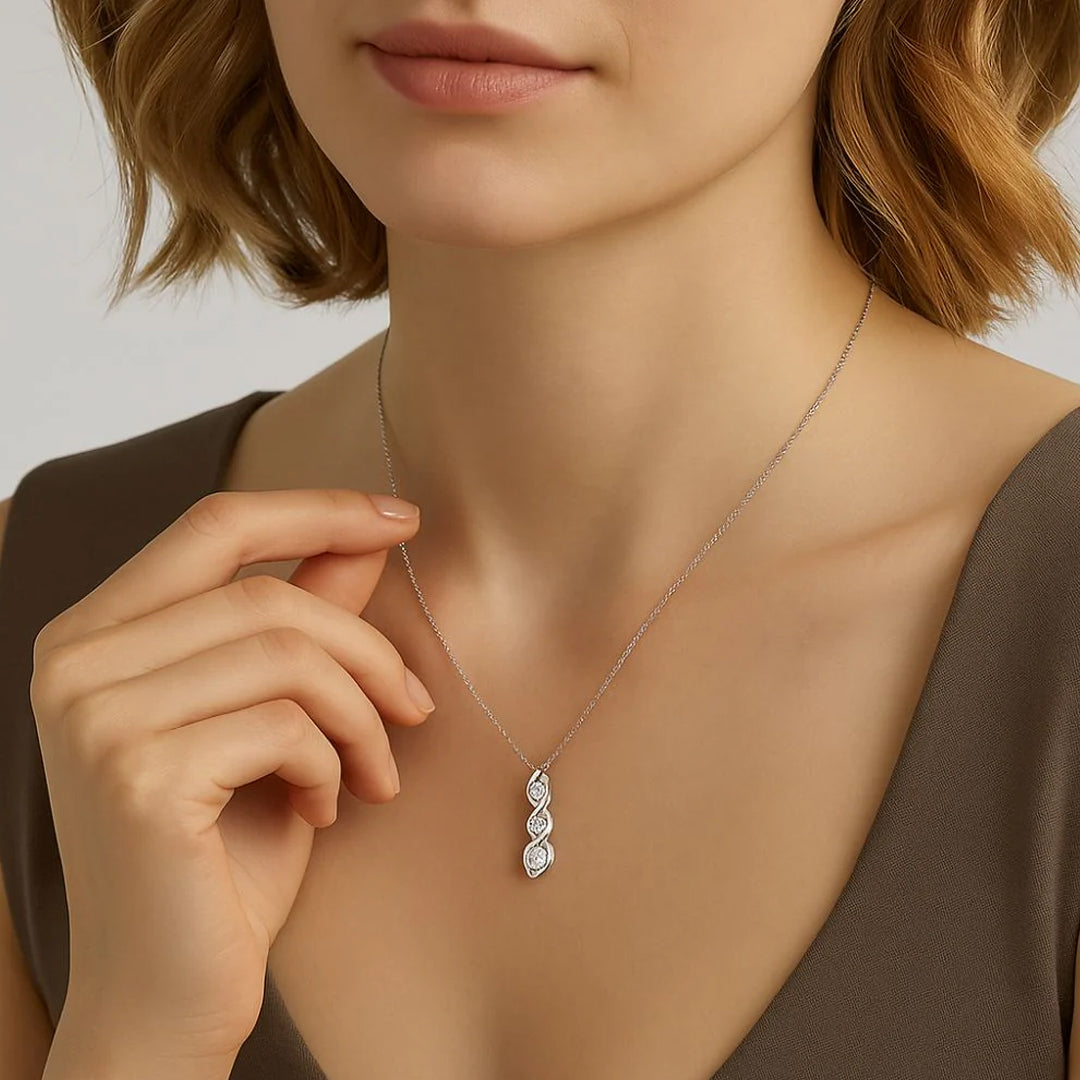 Marissa 3-Stone Moissanite Necklace 5