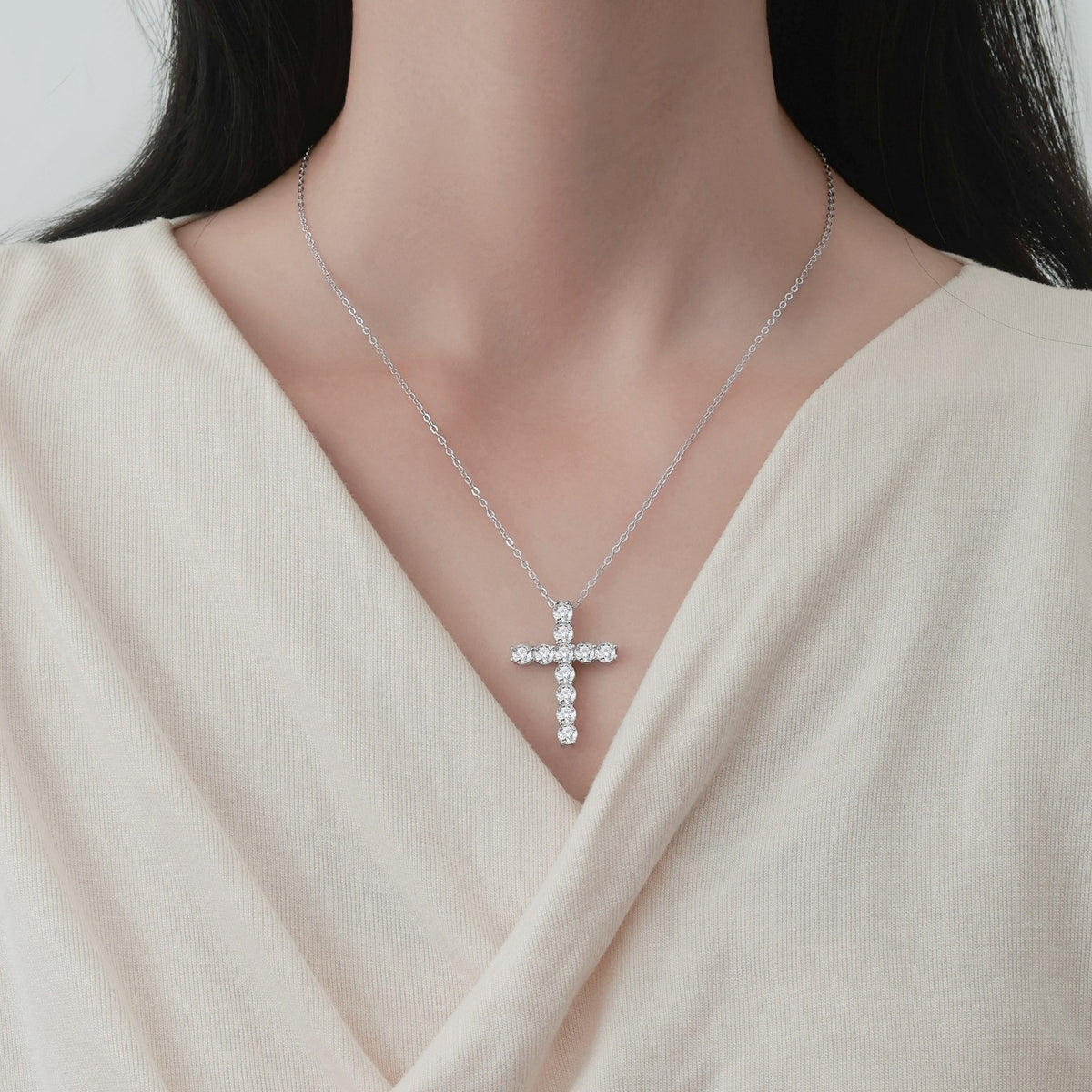Abigail Delicate Cross Moissanite Necklace
