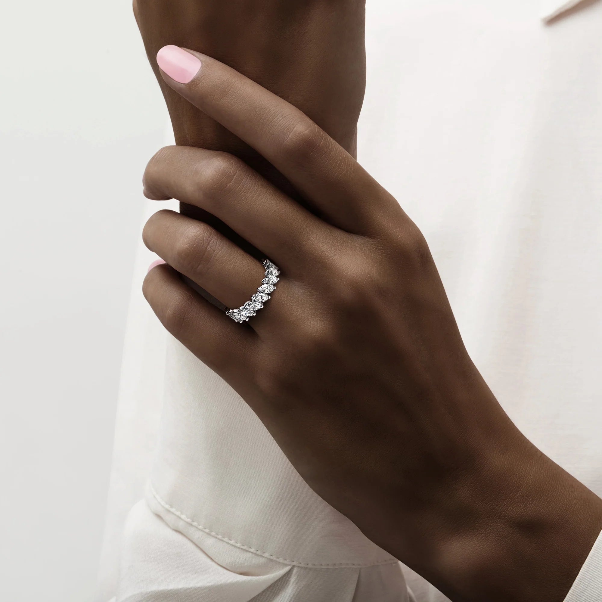 Petel Fleur Marquise-Cut Moissanite Eternity Ring 2