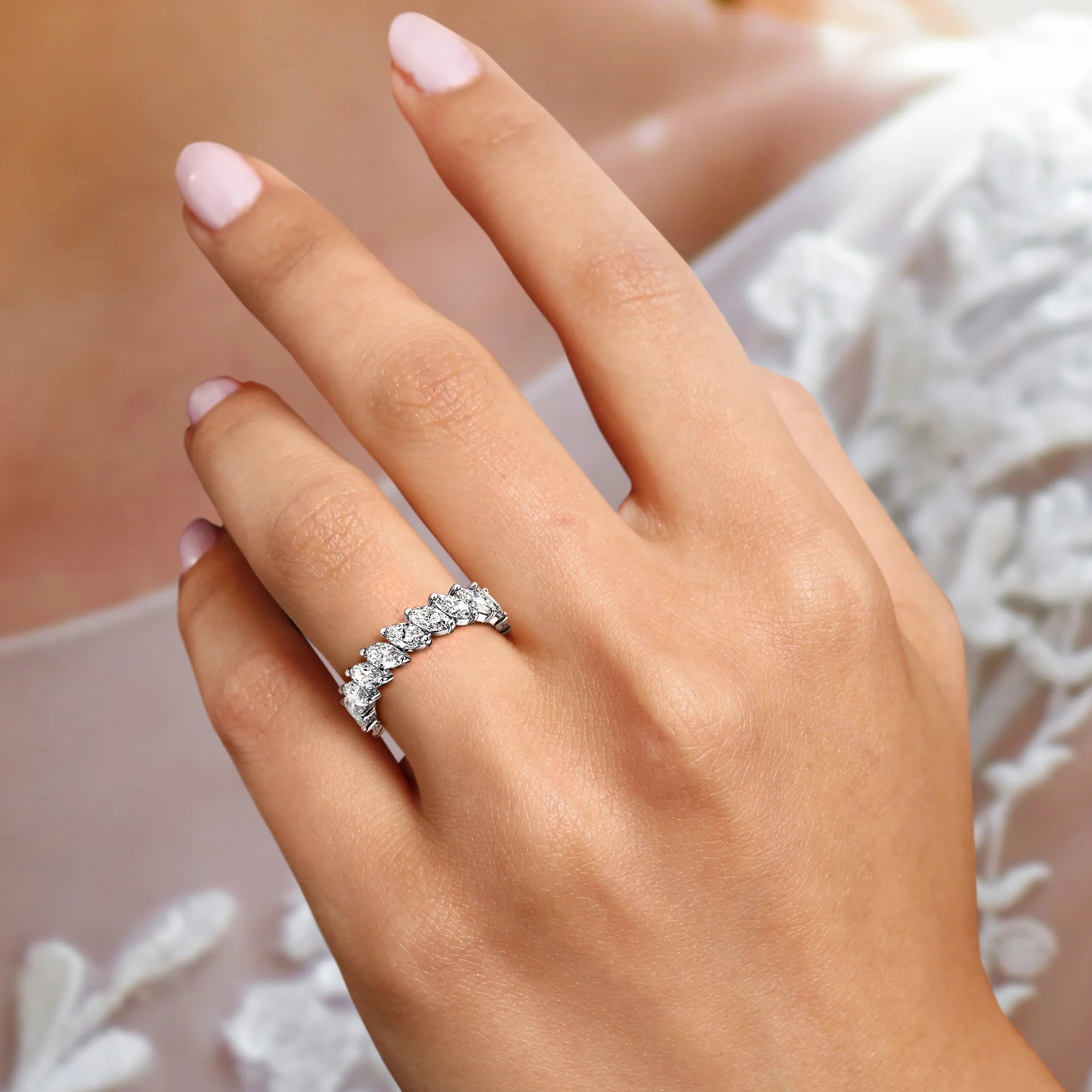Petel Fleur Marquise-Cut Moissanite Eternity Ring 4