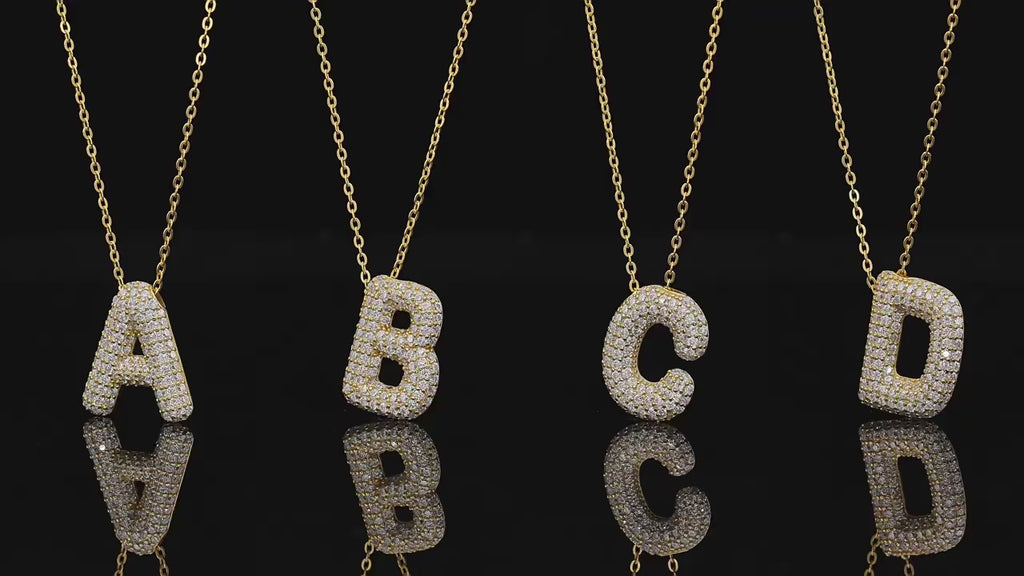 Bling Bubble Initial Letter Moissanite Necklace