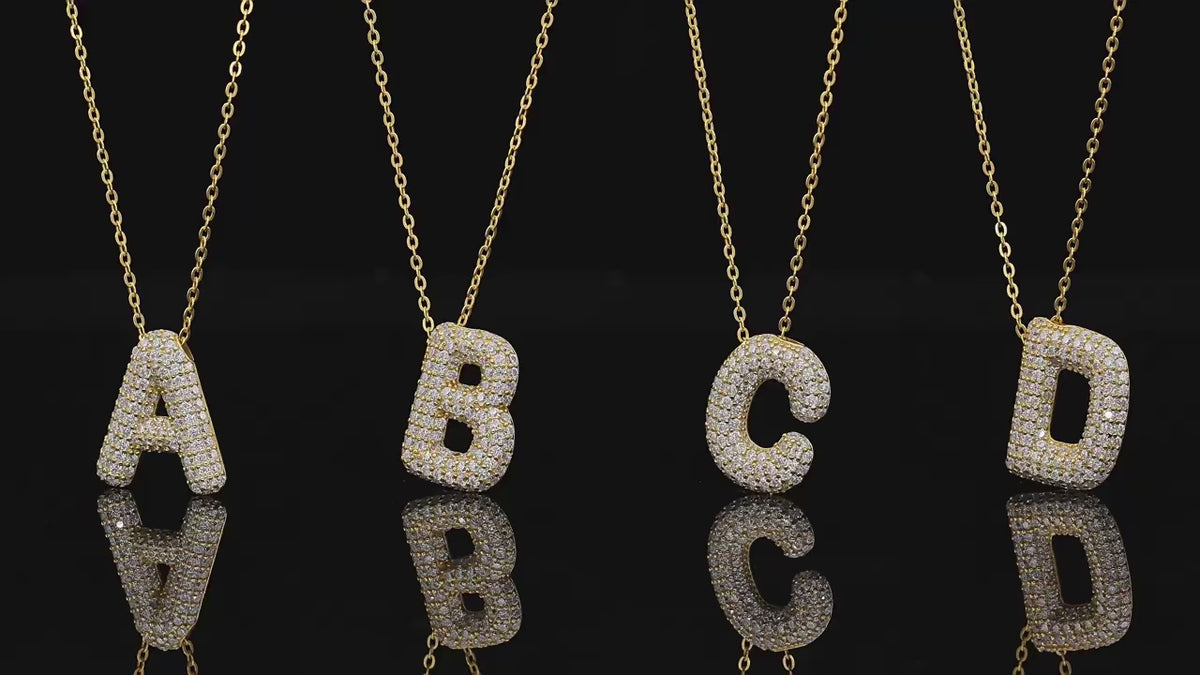 Bling Bubble Initial Letter Moissanite Necklace